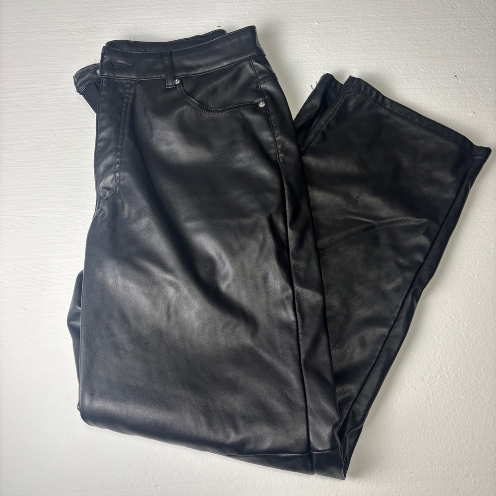 Myoursa Sleek Black Faux Leather (Pleather) Pants